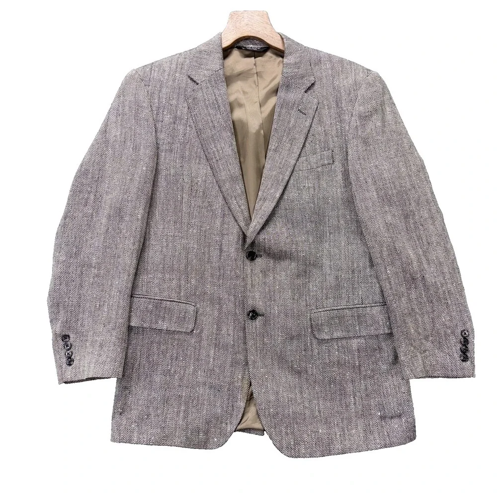 Jos A Bank Blazer Mens 40R Gray Herringbone Silk Tweed Vented Sport Coat Jacket